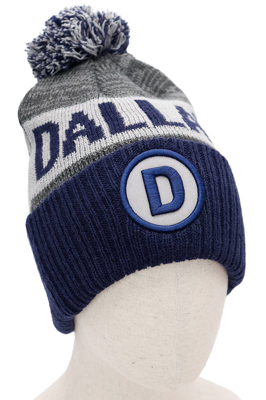 Dallas D Logo Single Pom Cuffed Trooper Beanie