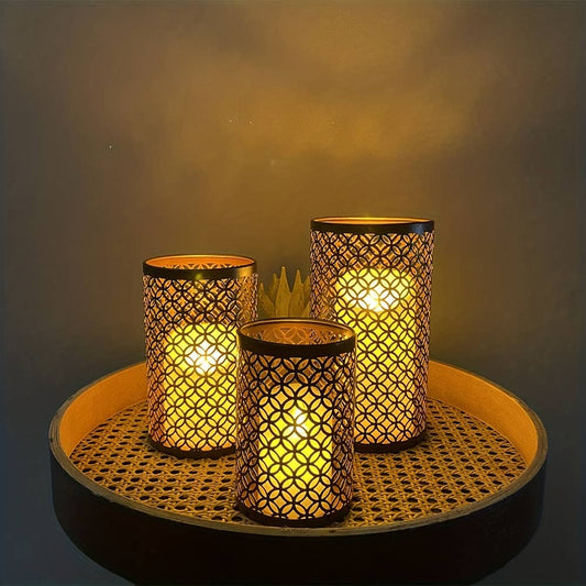 3-Piece Nordic Iron Candle Holders – Elegant Decor Set