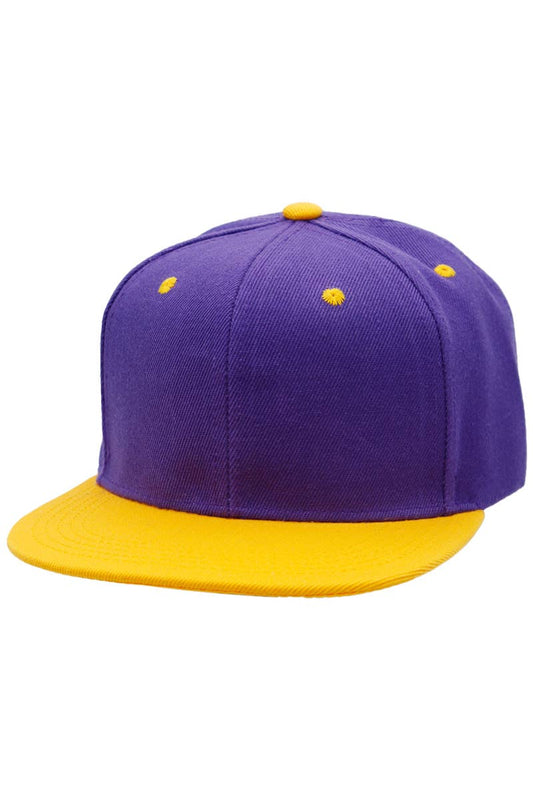 Two Tone Twill Snap Back Flat Bill Cap