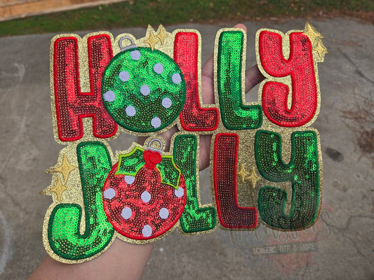 Holly Jolly XL Iron-On Patch (Green/Red)